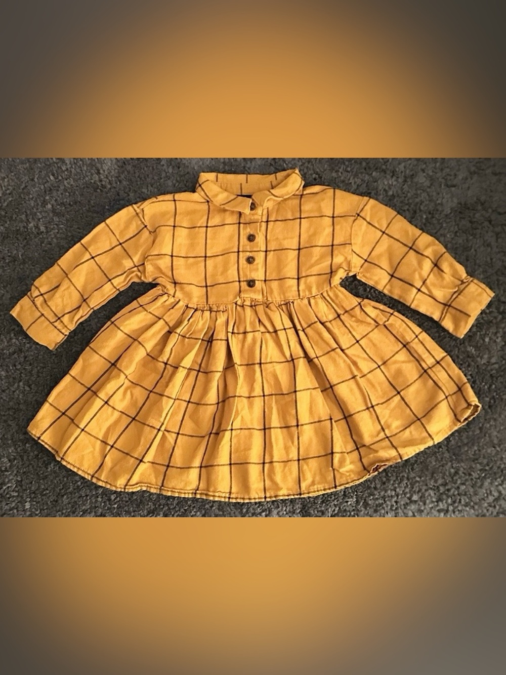 Art Class Baby Girl 12M Caramel Grid L/S Quarter ButtonUp A-Line Shirt Dress